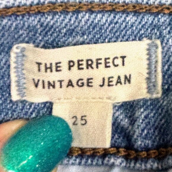 Madewell The Perfect Vintage Jeans Medium Blue Denim Raw Hem High Rise Cotton 25 - Picture 11 of 16